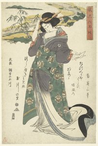 武藏省调布多摩河 武藏调布之玉川（物体上的标题） De beautifule zes Tama rivieren（系列名称） 玉川风龙（物体上的系列标题） 作者 泉宫一兵卫（关山道）