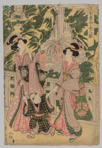 教堂桥上的两个女孩和孩子，1787-1867年。