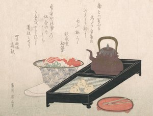 茶具和蛋糕碗，19世纪。 作者 菊川荣山