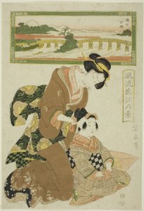 濑田夕照，选自 "近江时尚八景 "系列