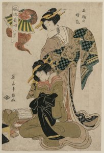 石桥晴日霞（选自《歌舞伎戏咏唱伴奏八景》系列） 作者 菊川荣山