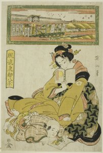 堺町的剧场区，选自 "东都时尚八景"。
