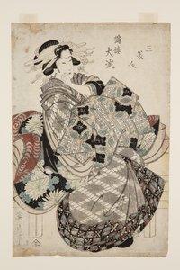 鹤立鸡群的yodo?(Tsuru-r??yodo) (彩色木版画) 作者 菊川荣山
