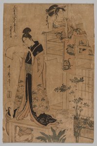 十二叶中的著名美人所描绘的忠实留守者的储藏室》系列中的第七幕 作者 北川宇多郎