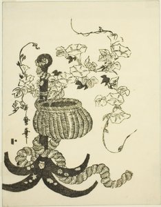 牵牛花插花（朝高） 作者 北川宇多郎