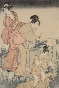 柳树下捉萤火虫（右） 作者 北川宇多郎
