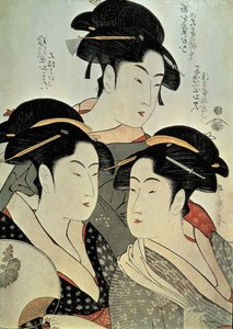 三个女人的绘画特写，北川宇太郎，关西时代，日本 作者 北川宇多郎