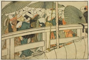 夏天过桥》，选自绘本《图画书：四季之花（Ehon shiki no hana）"，第 1 卷 作者 北川宇多郎