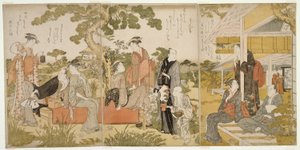 在花园里乘凉 作者 北川宇多郎