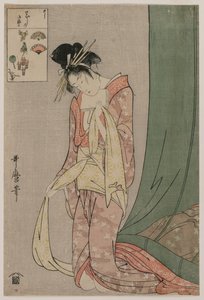 小栗花的Hanaogi（来自图片拼图系列）c。 1797年。 作者 北川宇多郎