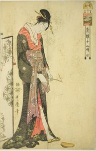 牛时[凌晨 2 点]（Ushi no koku），选自 "吉原的十二小时（Seiro juni toki tsuzuki）"系列 作者 北川宇多郎