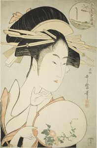 松谷的黄濑川，c.1795-96（彩色木版画；oban） 作者 北川宇多郎