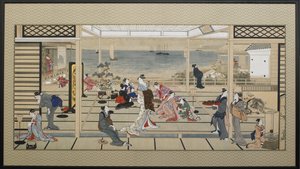 相思堂（Dozo Sagami）的月光狂欢（Moonlight Revelry），摄于18世纪晚期。 作者 北川宇多郎