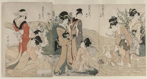 武藏省、近江省、山城省和摄津省，来自《时尚六宝河》系列（福瑞木玉川）。 作者 北川宇多郎