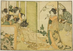 封建领主府邸的新年万字表演，选自绘本《图画书：四季之花》，第 1 卷 作者 北川宇多郎