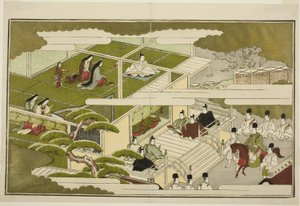 宫廷新年》，选自插图京剧选集《幼神惠比寿（和歌惠比寿）》。 作者 北川宇多郎