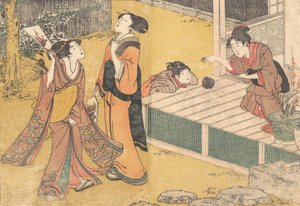 新年游戏，来自印刷书《四季之花》，1801年。 作者 北川宇多郎