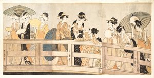 在两国桥的上方和下方c。 1800 作者 北川宇多郎