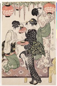 紫藤花茶茶馆的女孩，1795年 作者 北川宇多郎