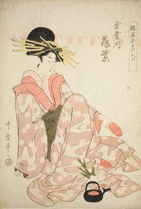 玉屋的歌妓花村咲，选自 "五节歌妓（Yukun gosekku）"系列 作者 北川宇多郎