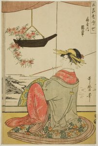 扇屋的歌妓久井（荻屋内久井），选自五节花比赛系列（五节花 awase） 作者 北川宇多郎