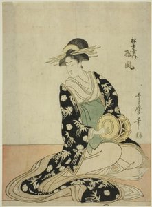 松屋歌妓松风》，选自松屋歌妓五乐师无标题系列作品 作者 Kitagawa Utamaro