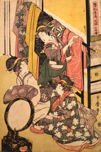 三个女孩在一家服装店 作者 北川宇多郎