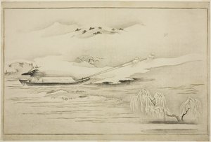 雪中拖驳船，选自专辑《银色世界 作者 北川宇多郎