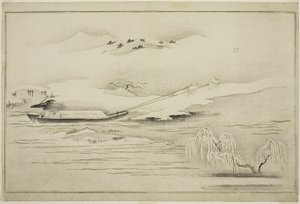 拖曳在雪中的驳船，摘自专辑《银世界》，1790年 作者 北川宇多郎