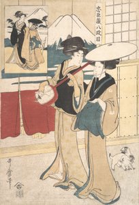 两位Tori-oi，或Eta阶层的流动女音乐家，18世纪末至19世纪初。 作者 北川宇多郎