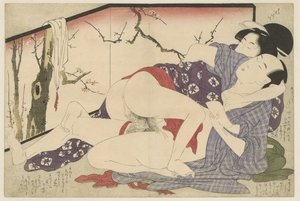 在折叠屏风旁做爱的情侣
Negai no itoguchi（系列名称） 作者 北川宇多郎