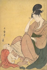 女人和孩子，约1794-95。 作者 北川宇多郎