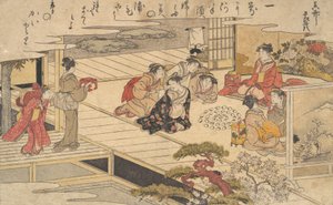 玩贝壳游戏的妇女，1790年。 作者 北川宇多郎