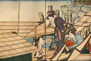 妇女在船上，1801年，1924年。 作者 北川宇多郎