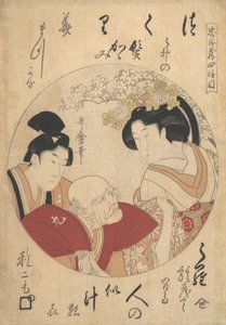 年轻人、老人和女人，约1798年。   作者 北川宇多郎