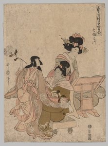 文乐木偶戏，选自 "七卷之中 "系列之 "珍贵的孩子们为艺术而自豪的竞赛"。