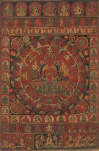 太阳神苏里亚被八大行星神环绕的曼陀罗，日期可能是1379年。 作者 北原佐