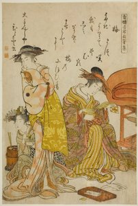 大文字屋的歌妓瞳本，选自 "吉原新美人比较--她们自己的作品之镜（京成新闺人 awase jikihitsu kagami）"专辑。