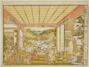 第七幕（七段目），选自 "忠臣仓库透视图（浮世绘 "Chushingura"）"系列 作者 北尾正好