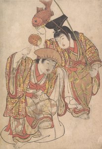 乔装成大国和惠比寿的男孩，约1780年。 作者 北尾重正
