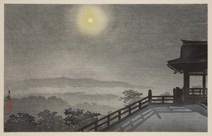 东都清水堂的清凉月色(T?to Kiyomizud? hiya tsukiyo) (彩色木刻版画) 作者 小林清史