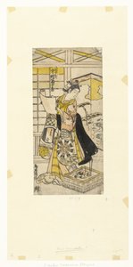 饰演 Yaoya Oshichi 的演员 Nakamura Tomijuro I
Yaoya Oshichi、Nakamura Tomijuro（物体上的标题） 作者 Kiyonobu (II) , 鸟居