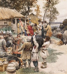 Poliudie收集致敬。基辅·伊戈尔（Igor）从Drevlyans手中奉献的贡品，1903年