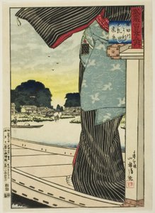 从隅田川远眺松地山，选自 "武藏百景 "系列 作者 小林清一