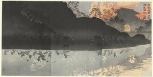 我精锐部队占领台湾附近的澎湖列岛 Seiei naru wagagun 台湾 Bokoto o senryo suru no zu （物体上的标题） 作者 小林清一