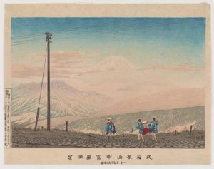 从箱根山观看富士山，1881年1月初凌晨3点（彩色木版画） 作者 小林清一