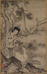 景观中的女性道教人物，15世纪初。 作者 小木