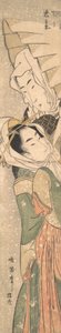 雪中的女孩和情人，19世纪初。 作者 小井川春政