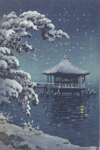 雪中的片田浮亭 作者 土屋光津