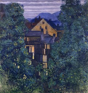 佩克斯巴赫（Payerbach）概述，背景为Rax；透过Payerbach进行浏览，背景为Rax，约1912-1913年 作者 科洛曼·莫泽（Koloman Moser）